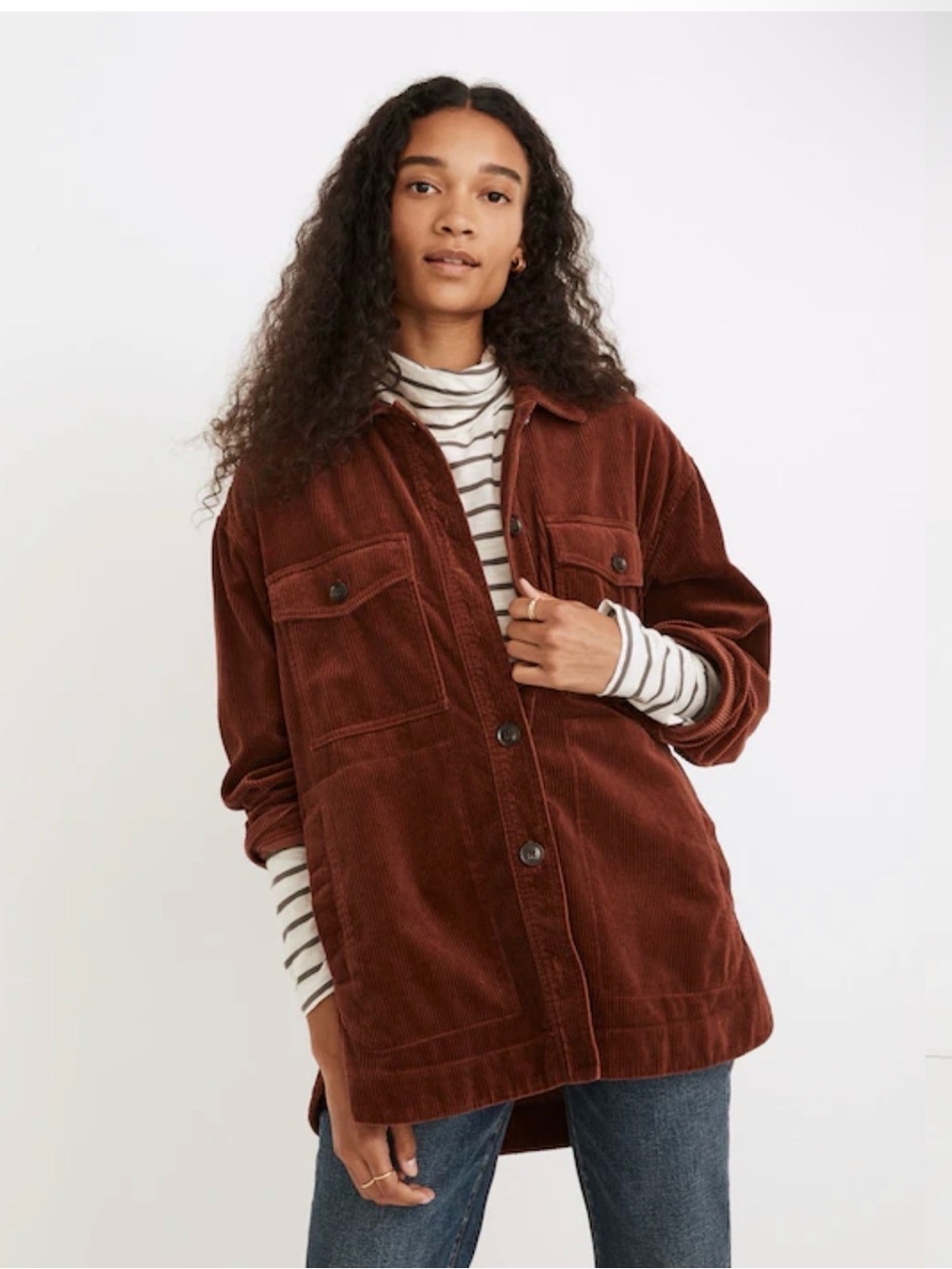 Madewell Corduroy Yorkway Shirt-Jacket in  Stained Mahogany Size M